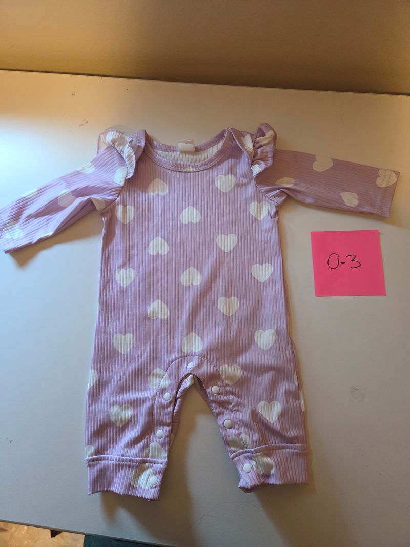 Purple sleeper with hearts  3 Months