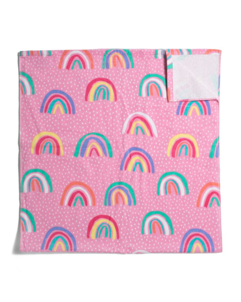 Authentic Kids NWT Pink Beach Towel with Rainbows and Polka Dots