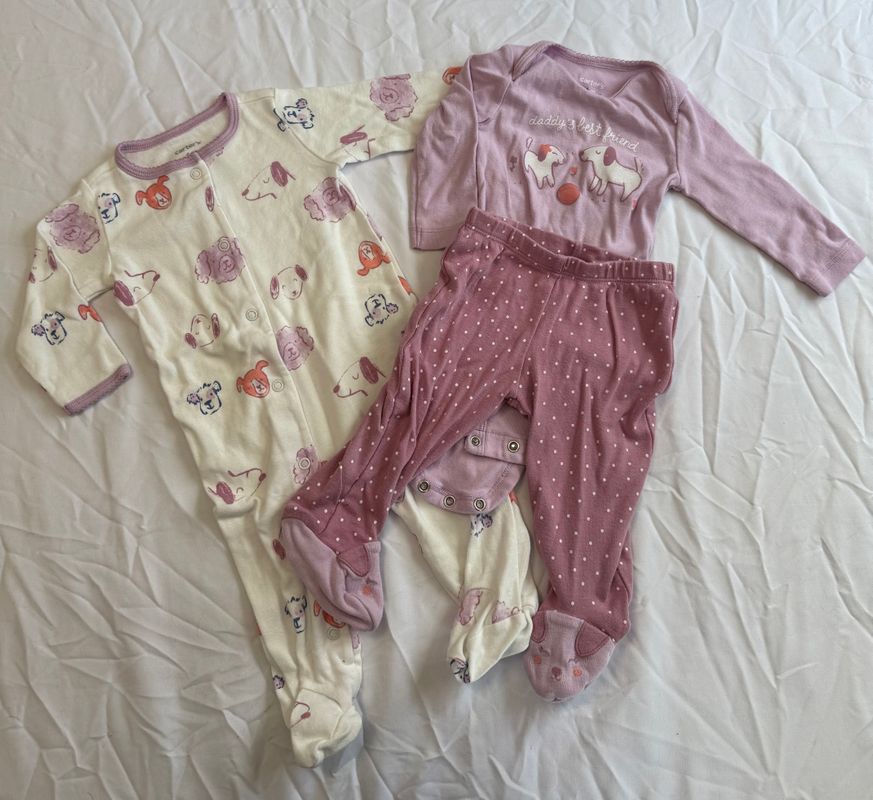 Carters Dog pajamas and outfit, purple, 3-6 mo 3 Months