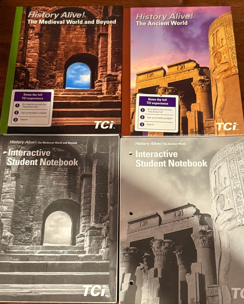 4 History Alive Textbook set and interactive student notebook Medieval world and ancient world Homeschool