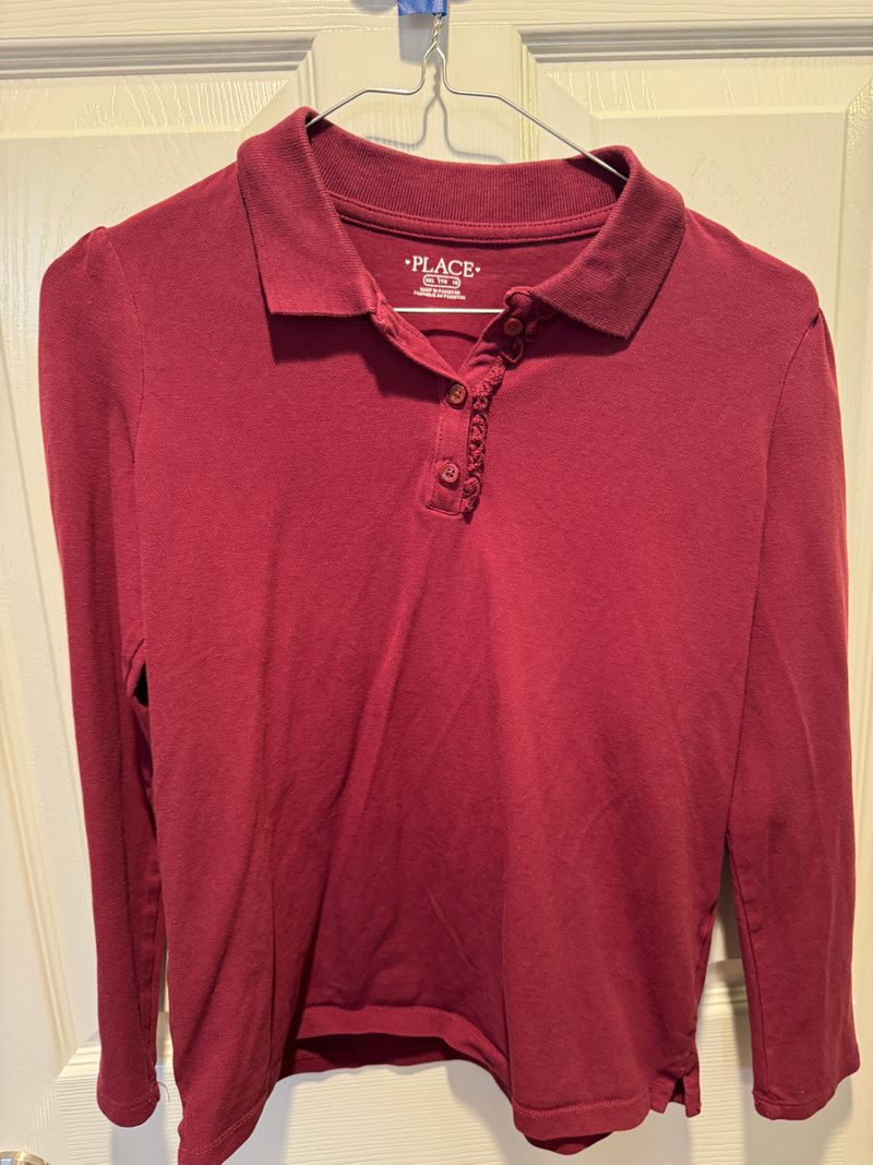 Childrens Place long sleeve burgundy polo  16