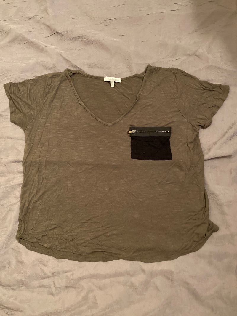 Charlotte Russe Olive with black pocket with zipper shirt Women's - M