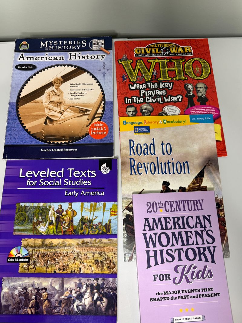 5 middle school teacher social studies books History mysteries, leveled texts, civil war, rev war Book-Non-Fiction