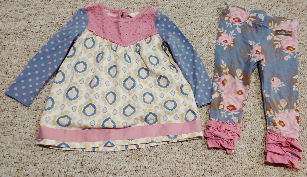 Matilda Jane 6-12 mth Colorful top with 12-18 mth floral pants 12 Months