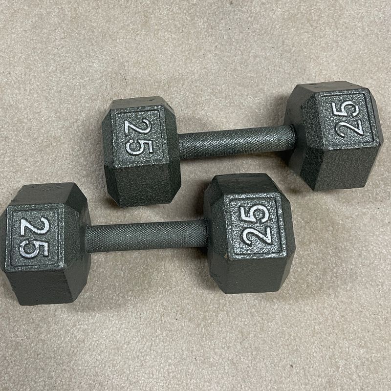 Dumbell set 25 lbs solid cast