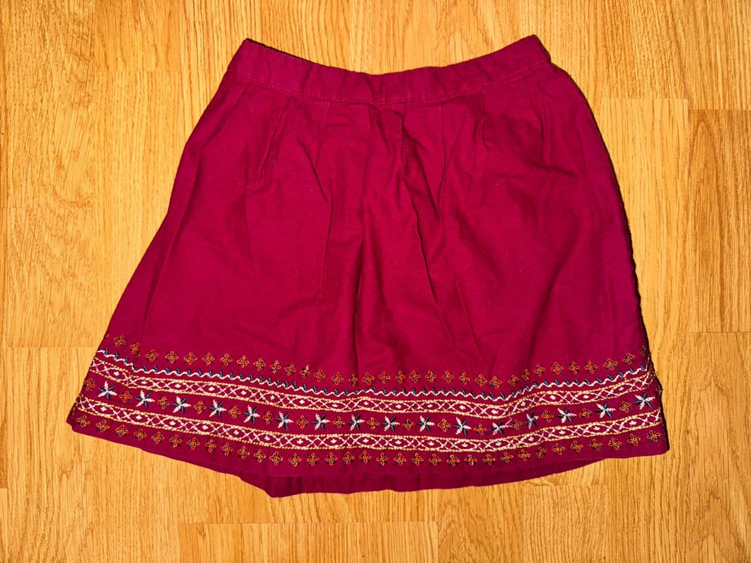 Gap Kids Girls maroon embroidered skirt, size XS 4/5 4T
