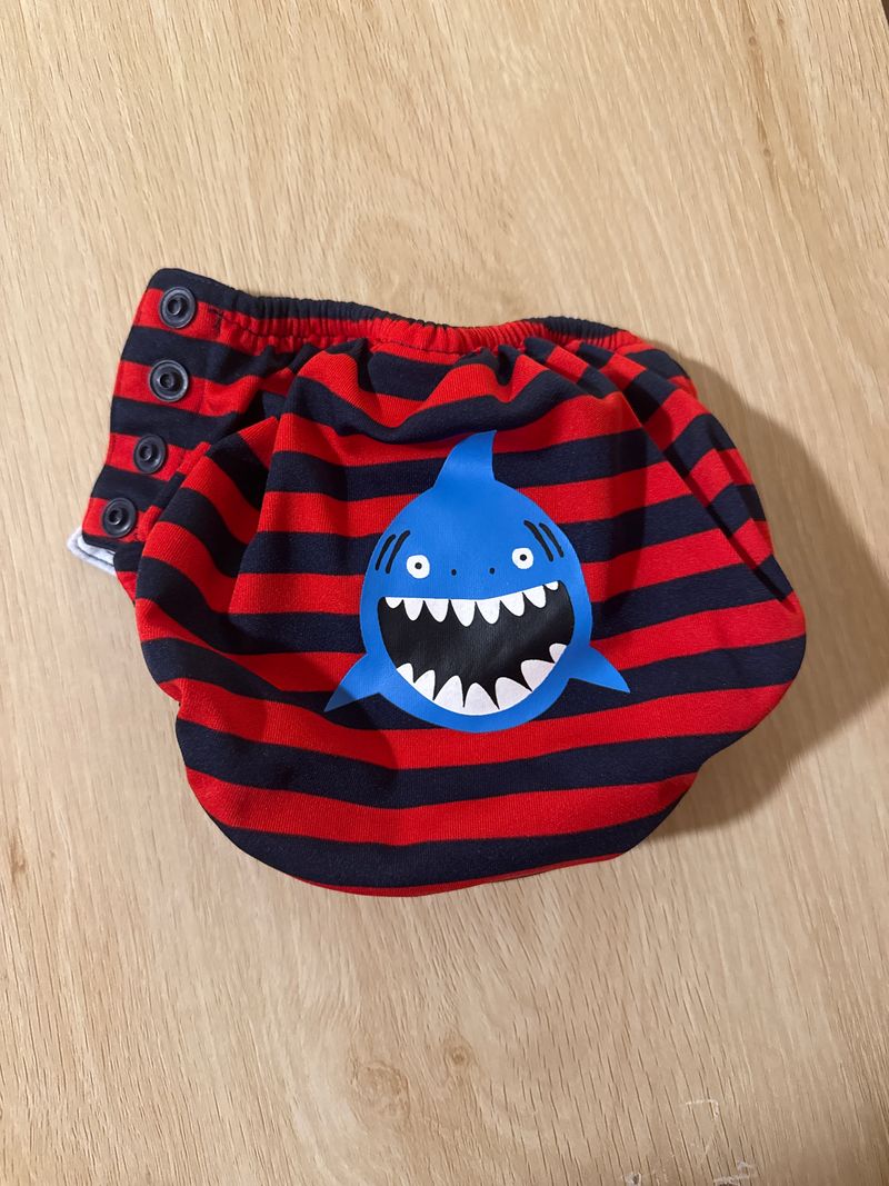 Kiko and Max size s 11-18lbs. red and navy snap swim diaper 6 Months