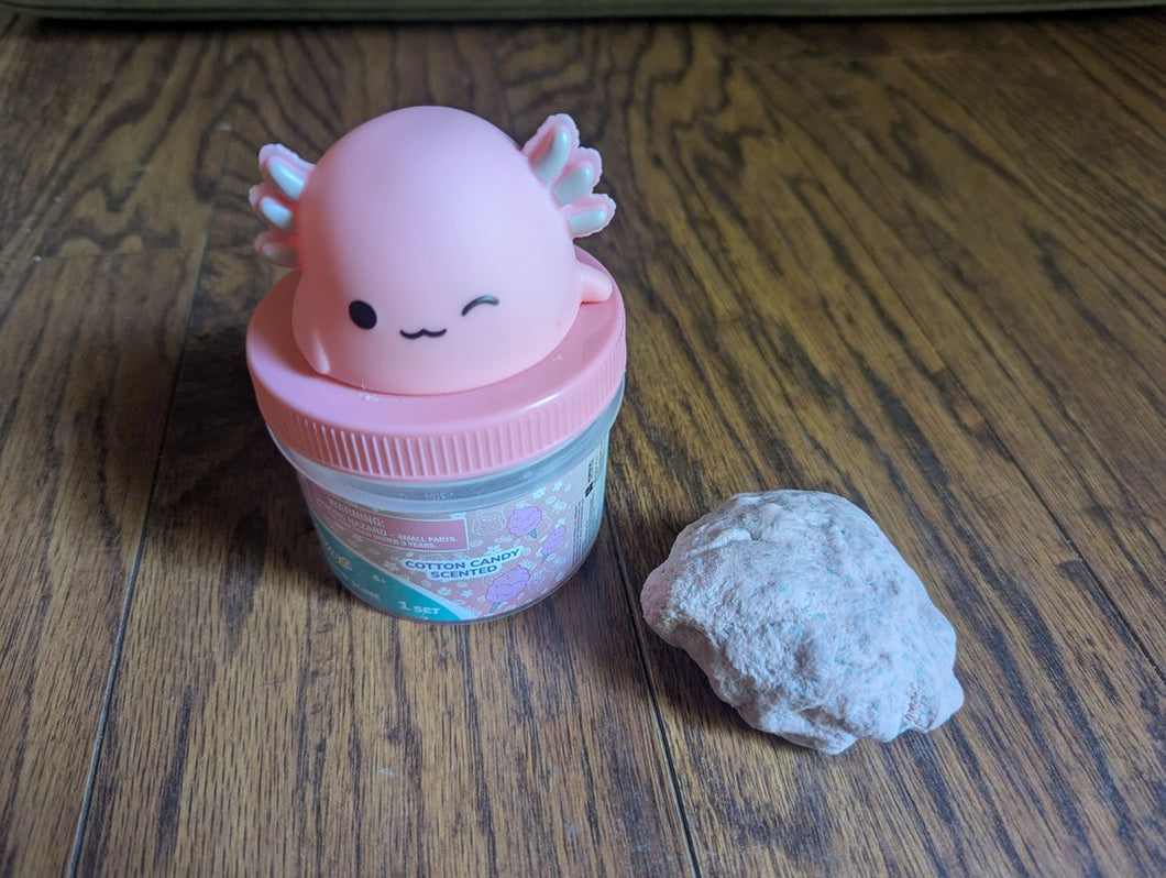 Squishmallow Axolotl slime cotton candy scent with glitter Figures and Animals