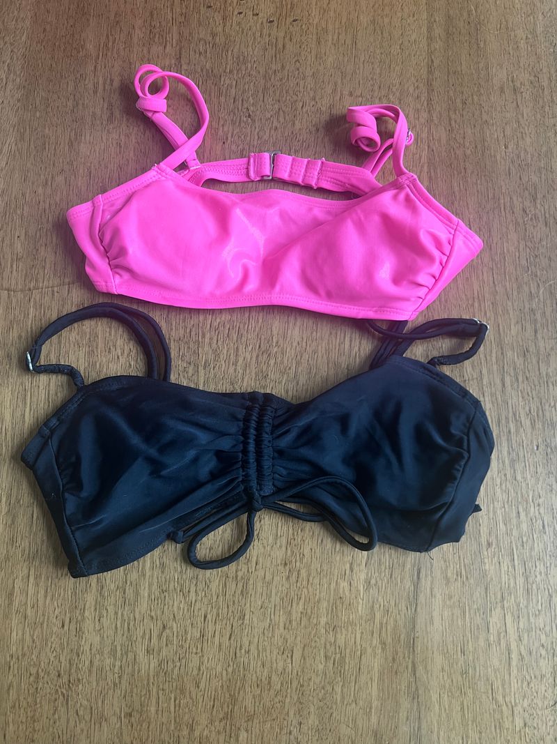 Xhilaration Size XS, pink bikini top and black Bikini top, SMR, adj straps on both Women's - XS