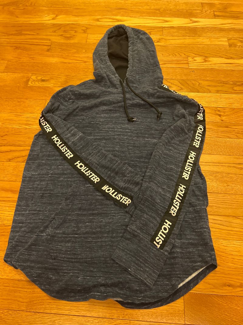 Hollister Hooded shirt with Hollister on sleeves , navy Men's - S