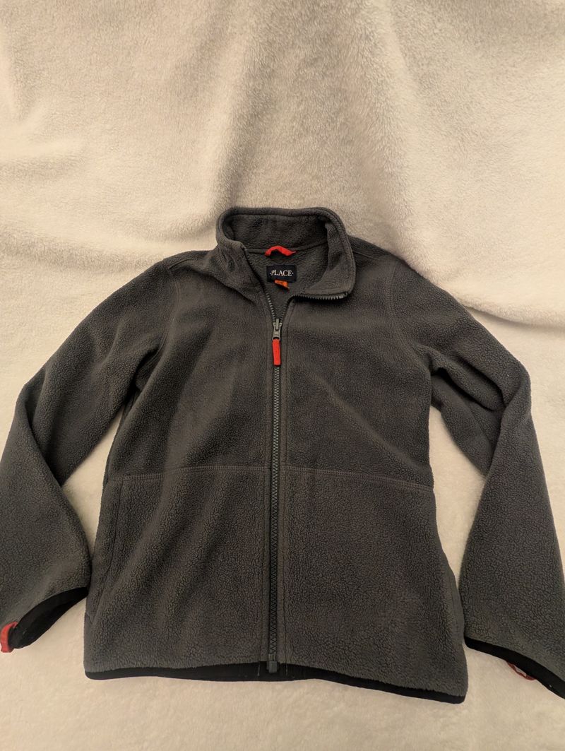 Children's Place Grey, fleece zip jacket 7
