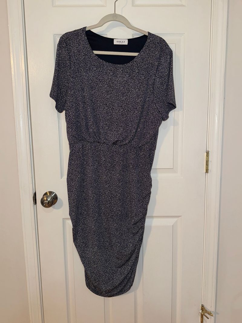 Gilli Blue dress with white detailing, ruched sides Women's - XXL