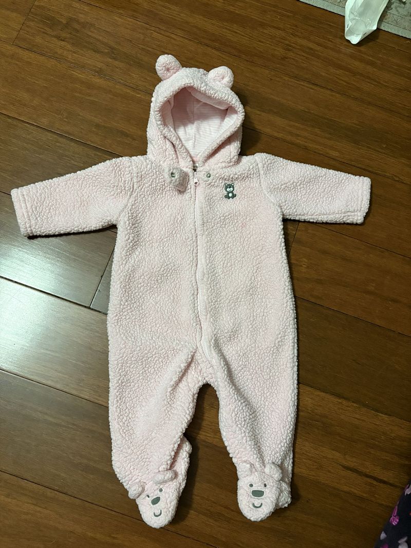 6M Pink teddy bear fleece winter coat  6 Months