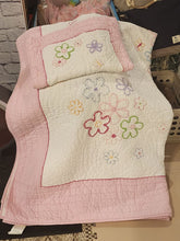Load image into Gallery viewer, Pottery Barn Kids Twin Pink and white Flower quilt-thick Twin
