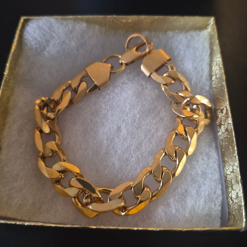 Gold Cuban Diamond Cut Link Bracelet Gold Plated