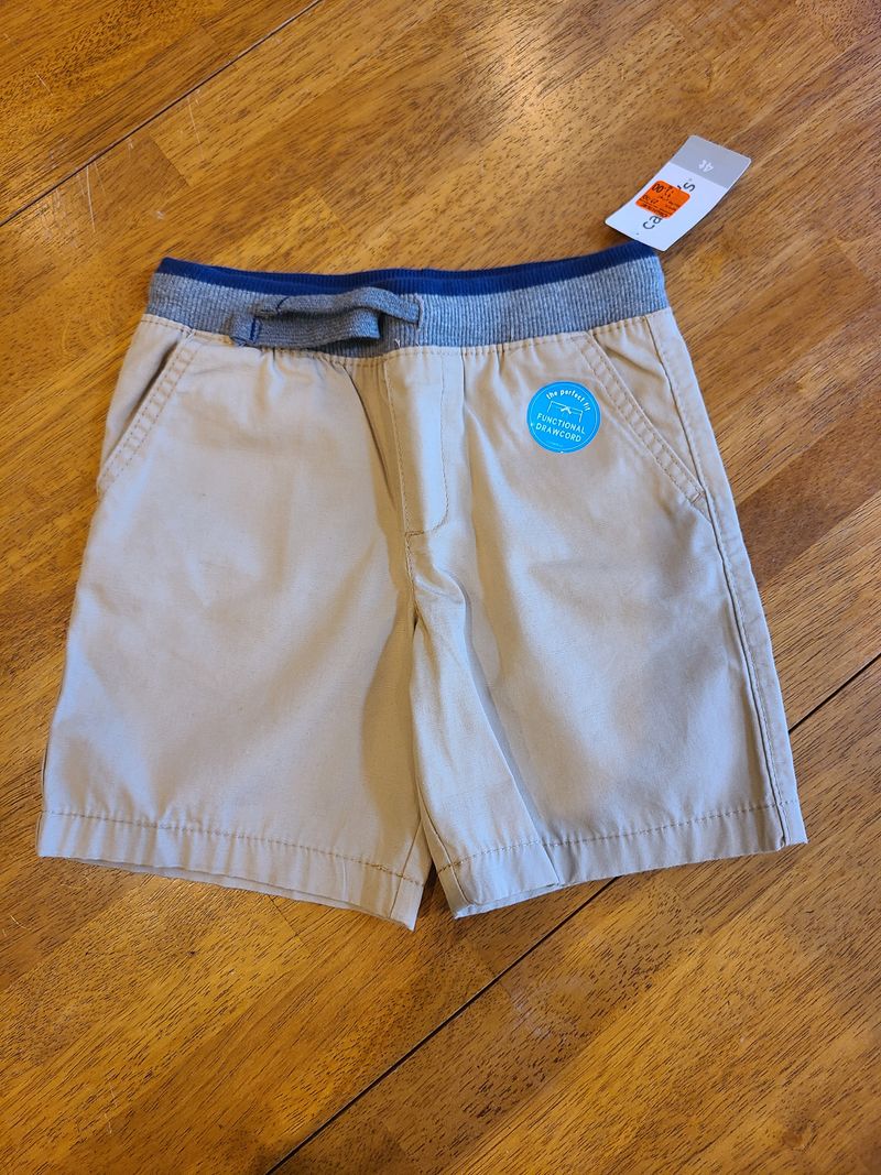 Carters, NWT, SMR, khaki shorts, elastic band and functional drawstring 4T