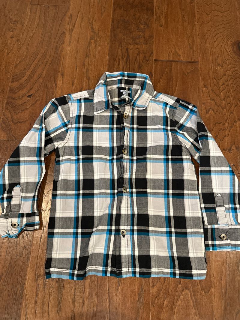 Blue and black button up  5T