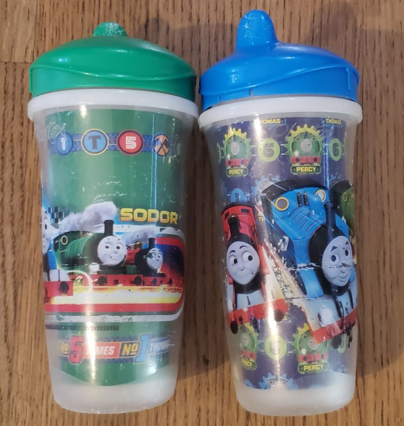 Two Thomas the Train Playtex Sipsters Stage 3 cups