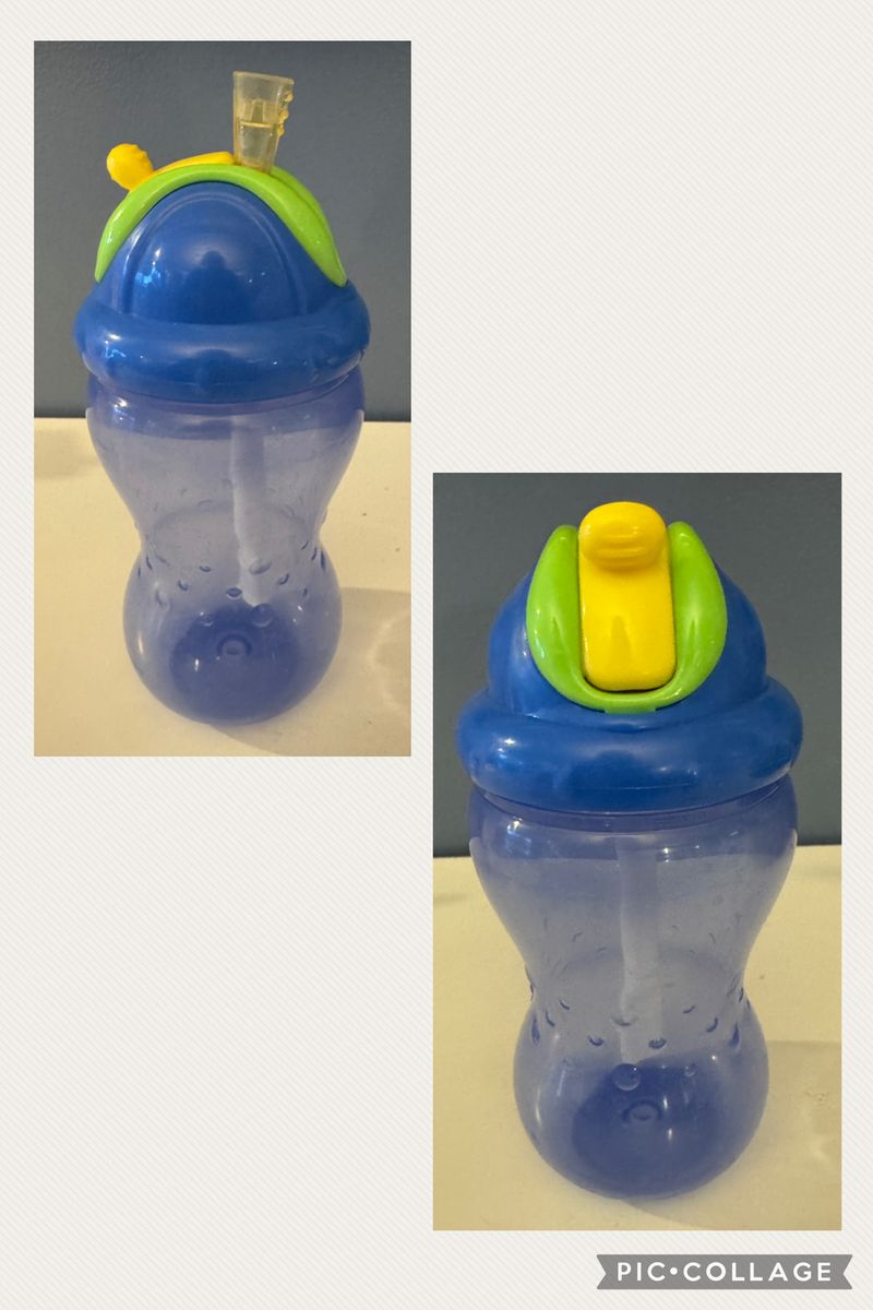 Sippy Cup with Straw and Cover Cover can be moved to cover the straw