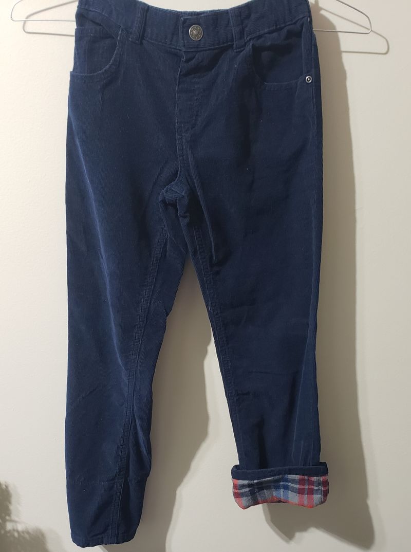 365 kids Navy corduroy w optional roll plaid bottom cuff 7