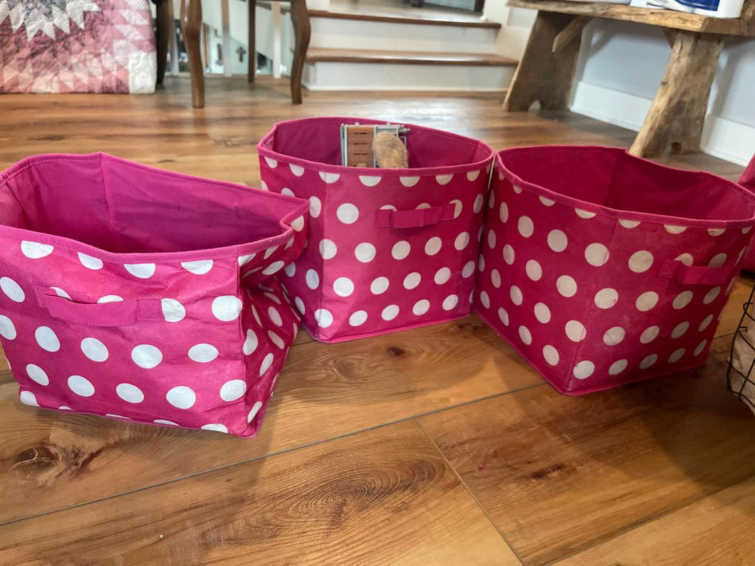 3 pink white oak dot storage totes 3 pink white storage totes