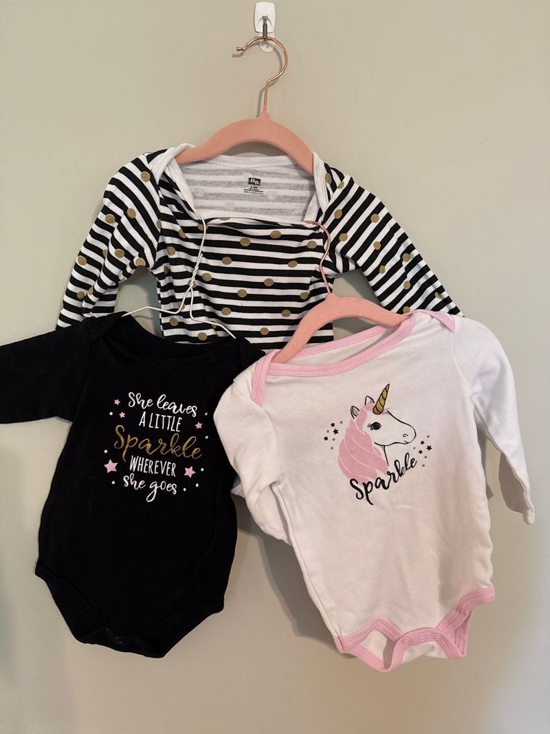 Hudson Baby 3 long sleeve body suits 6 Months