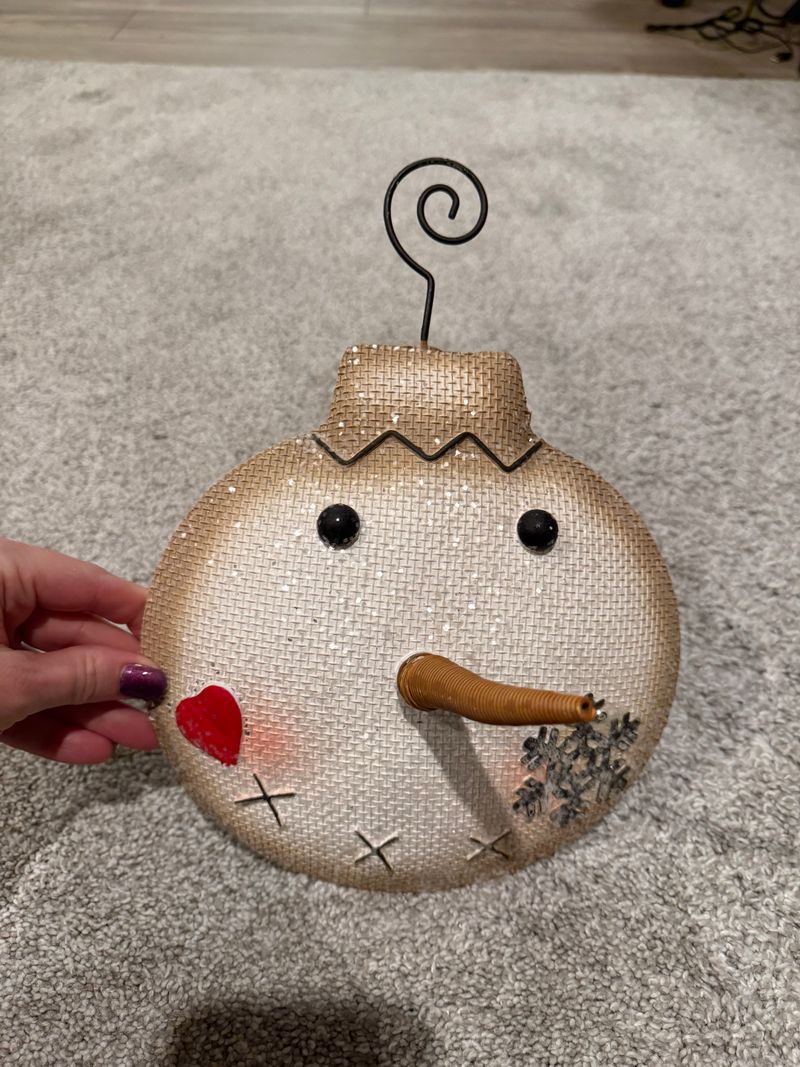 Holiday Snowman Hanger Spring nose about 9 inches wide