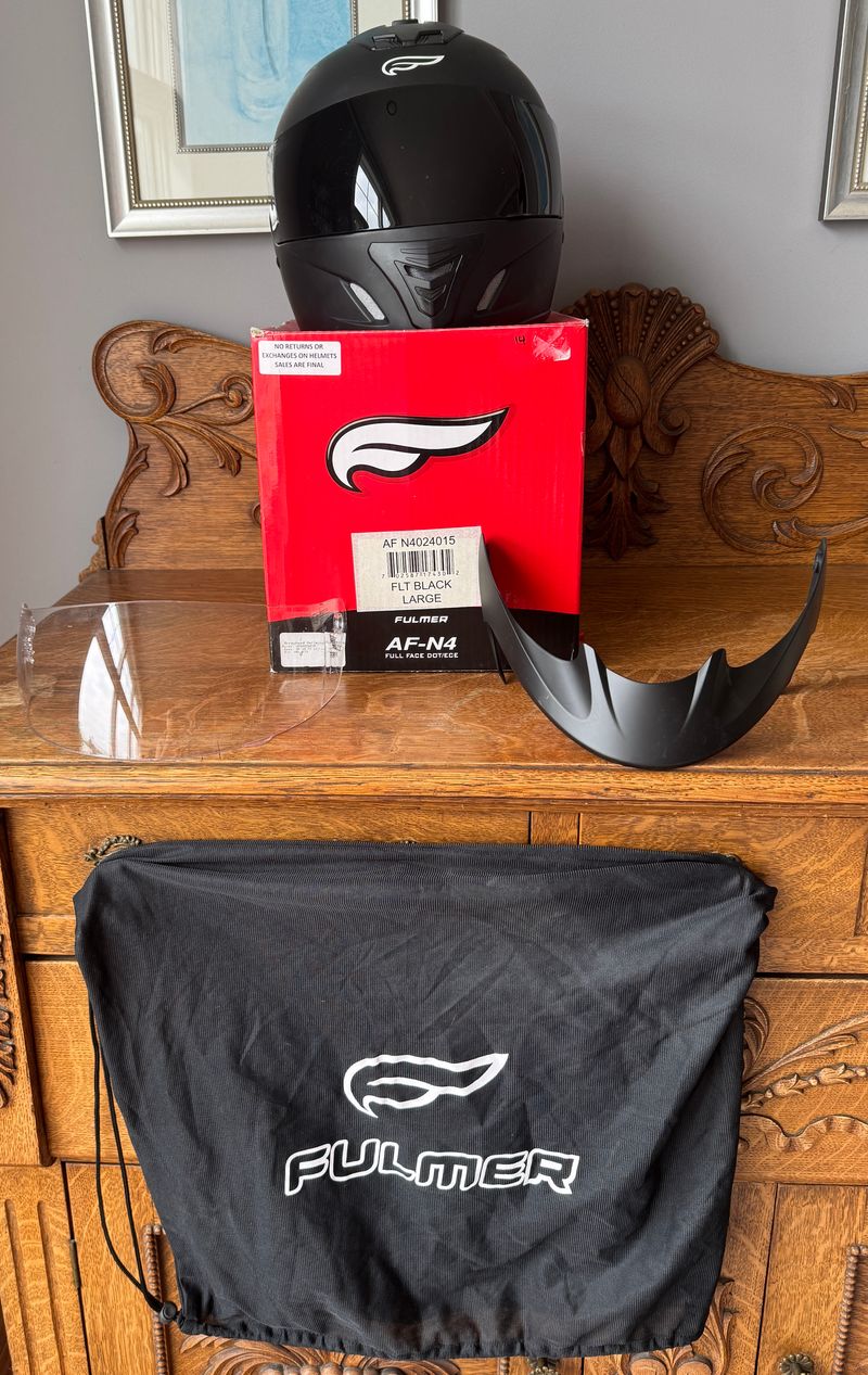 Fulmer AF-N4 Full Face Motorcycle Helmet 2 FacenShields -Clear and Black-  w/Storage Bag