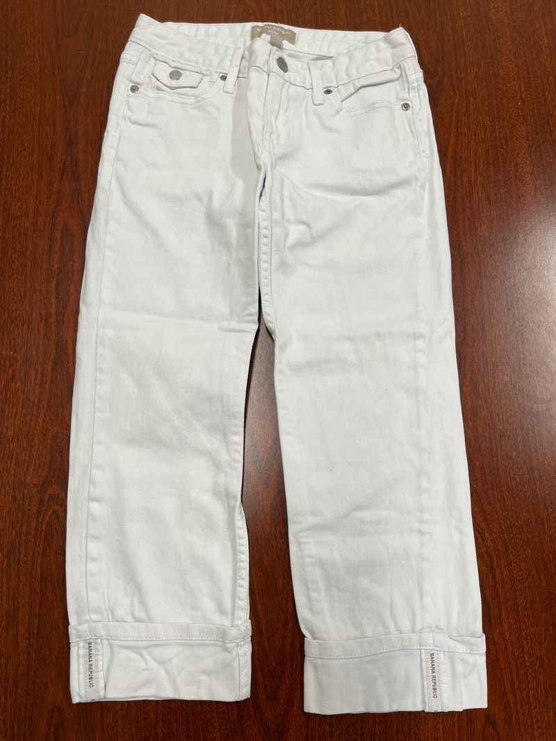 Banana Republic, 25/0, white denim capri pants  Women's XXS (00-0)