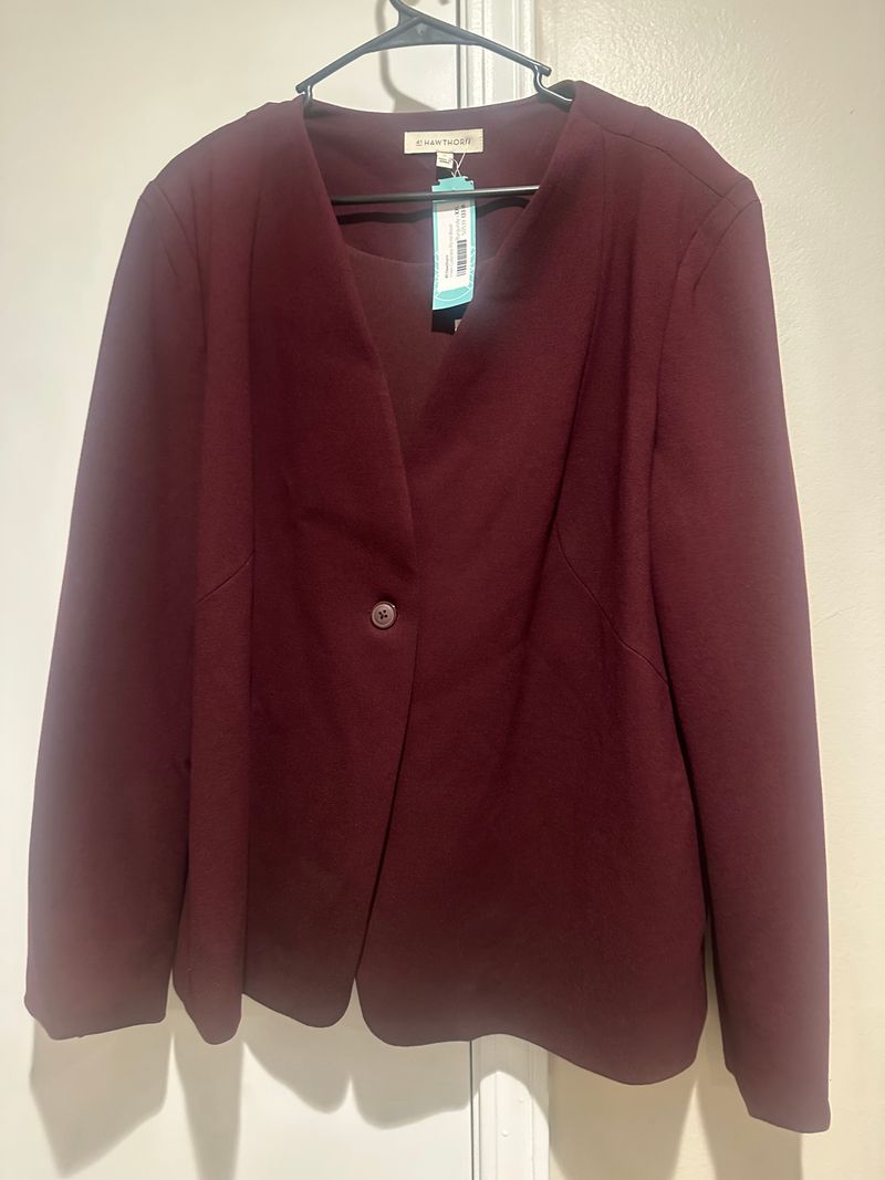 41 Hawthorn Blazer Jacket Burgundy XXL NWT Women's - XXL