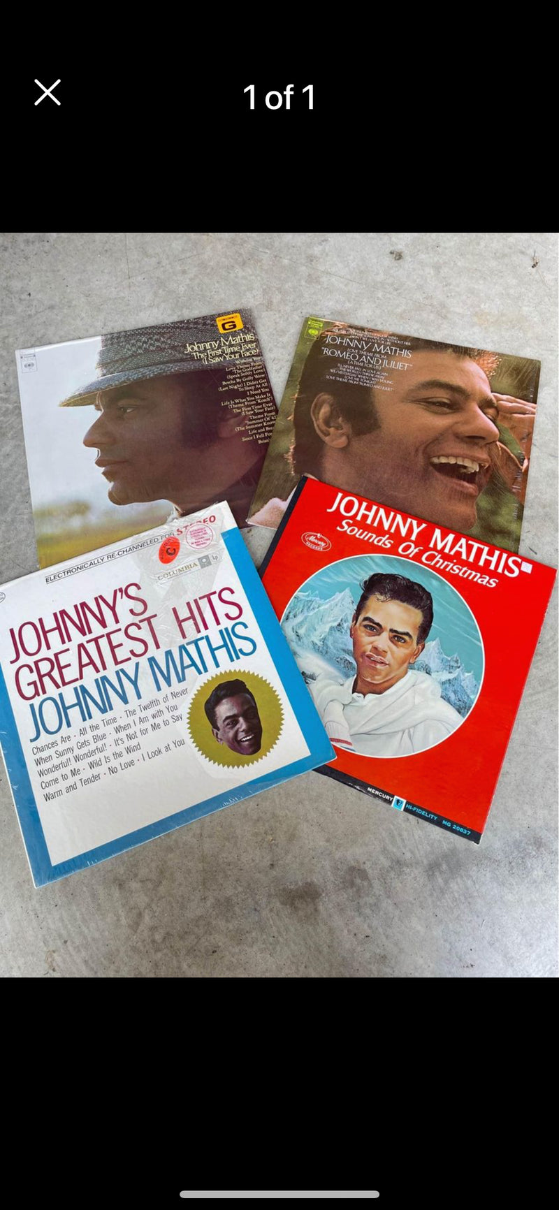 4 record set of Johnny Mathis Records Collectors Items