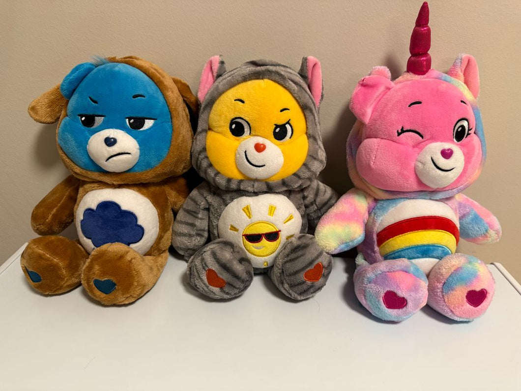Set of 3 dress up Care Bears Plush Toys