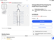 Load image into Gallery viewer, Tie Hangar-Holds 18 Ties and 2 Belts White 18 Tie Hangar w/ 2 Belt Hooks Men&#39;s - S
