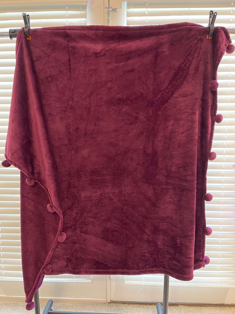 Cranberry colore Blanket with Tassels - Throw Size Approximately 4' x 5' Blanket