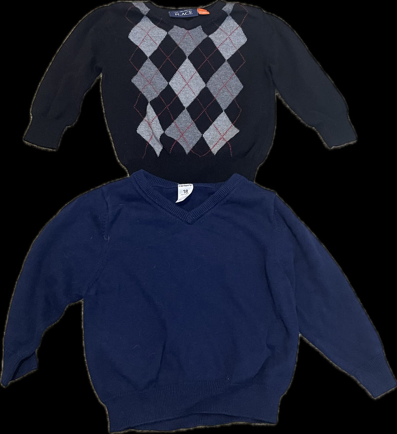 Children place 12-18M black sweater with red and Grey. Navy carters 18M sweater 18 Months