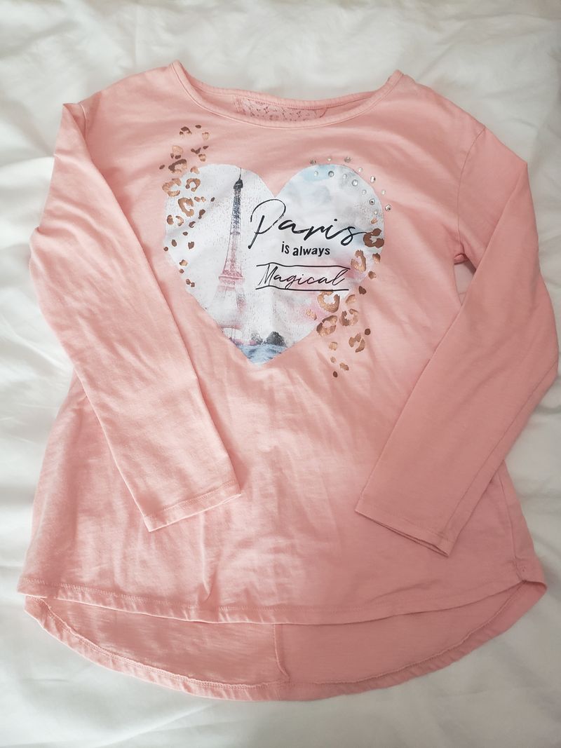 Justice 14/16 long sleeve shirt Peach long sleeve shirt with heart 