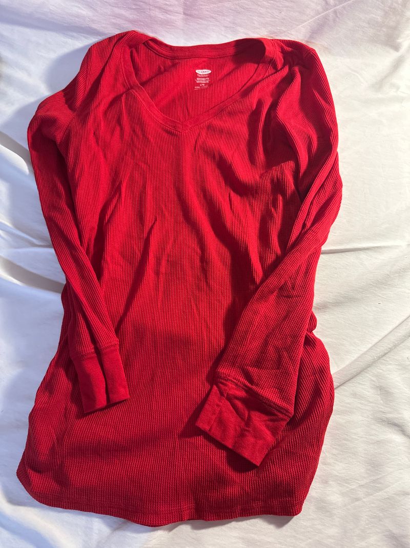Old navy maternity NWOT red long sleeve shirt- large Women's Large 12-14