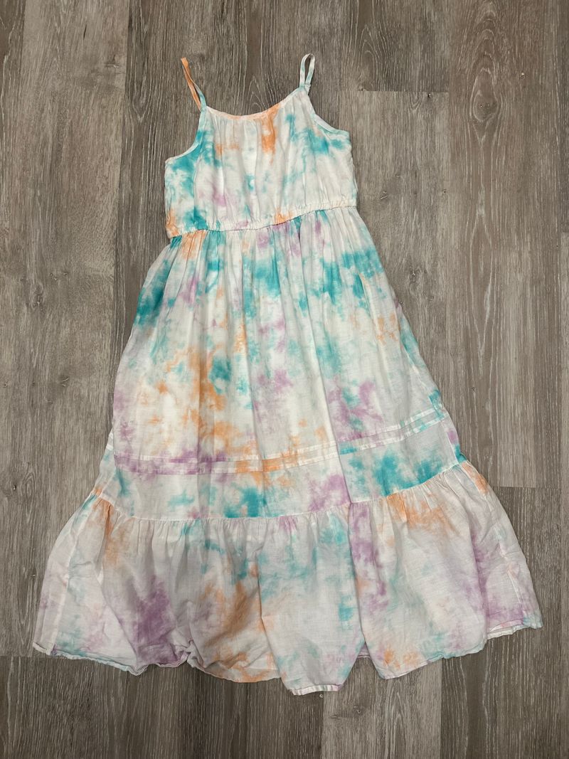 Cat & Jack, Size L 10/12, Maxi Dress, Tiered Tie-Dye Woven Spaghetti Strap Dress 10