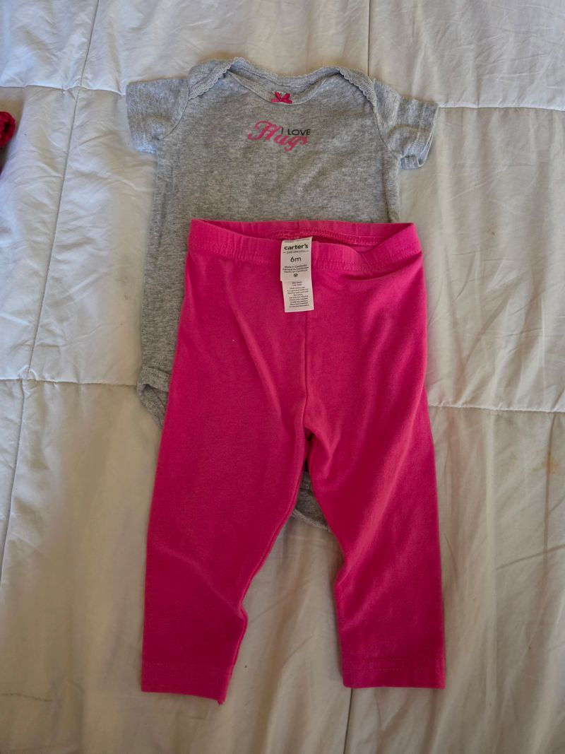 Carter's 6m CArters pink and gray i love hugs outfit 6 Months