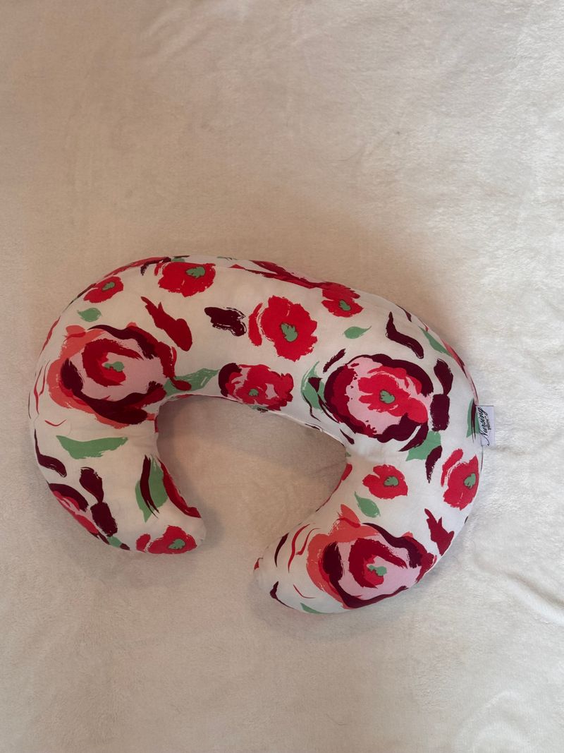 Nursing Pillow Pink flowers white background
