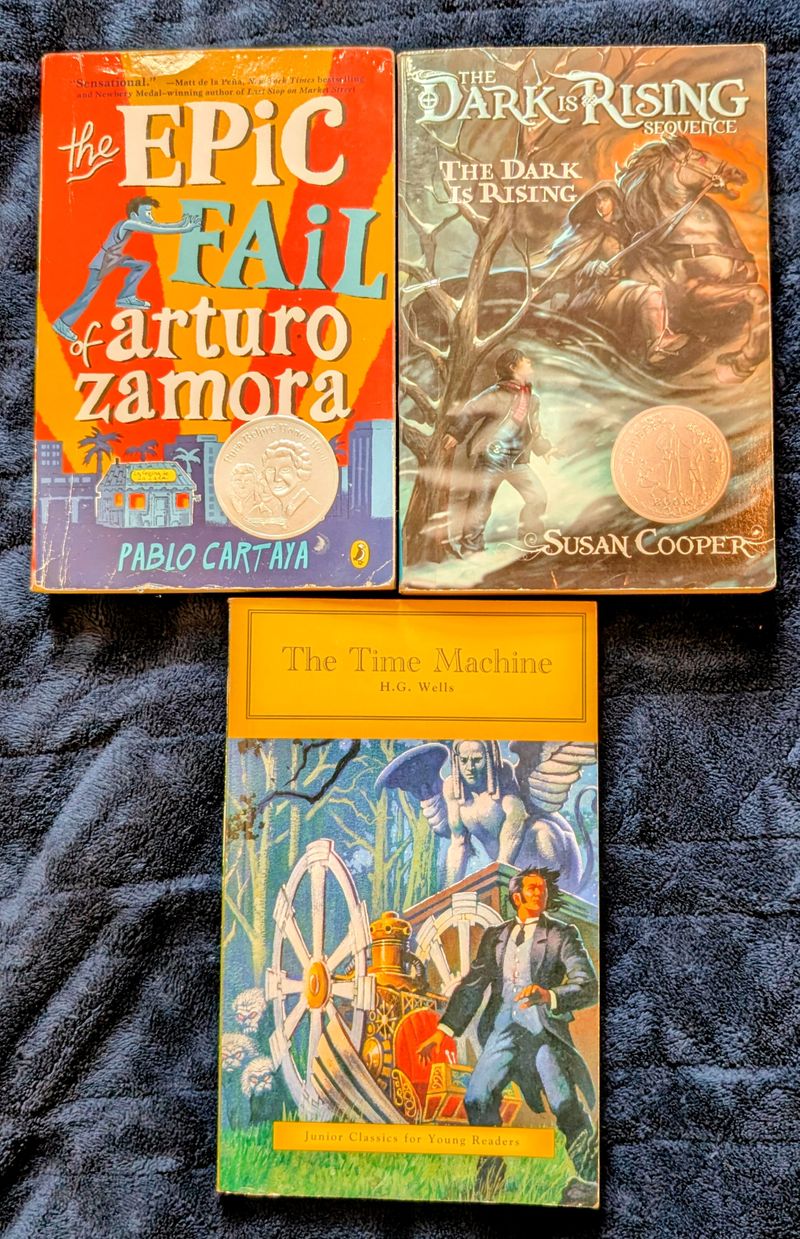 3 fantasy books Dark is Rising, Time Machine, Arturo Zamora Youth Chapter Book