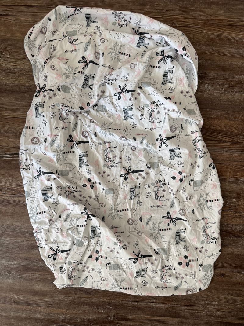 Animal Crib Sheet EUC Pink, black, white animal crib sheet Crib