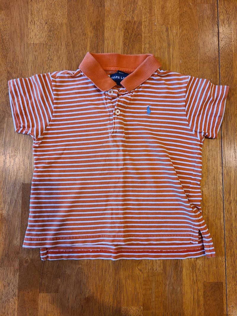Polo Ralph Lauren orange striped short sleeve polo  3T