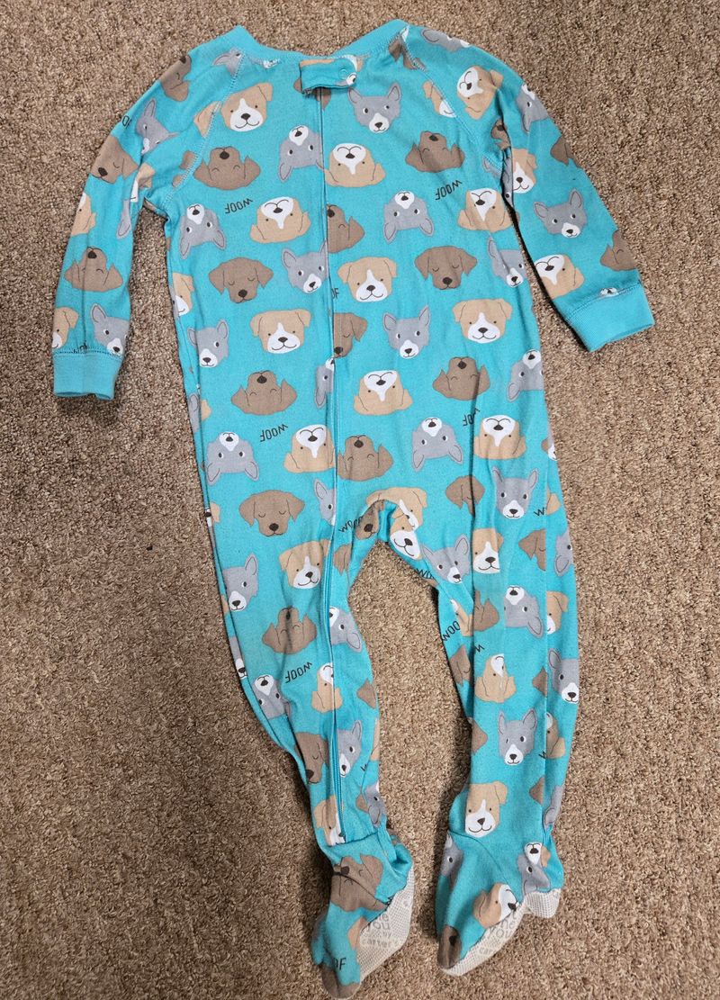 Carter's Just One You Teal dog zip up footy pajamas 2T