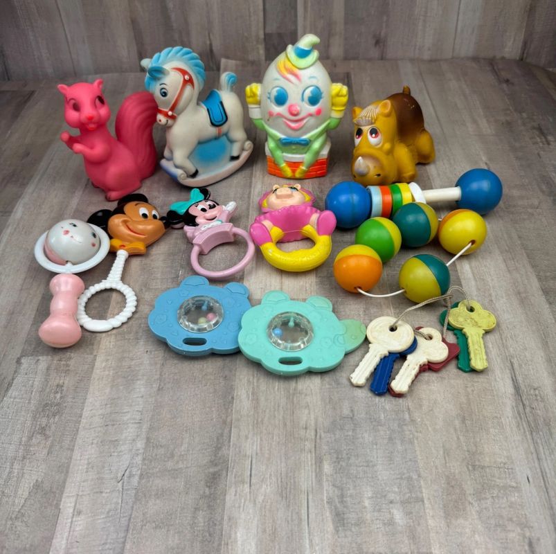 Mixed Vintage baby toys and rattles Infant