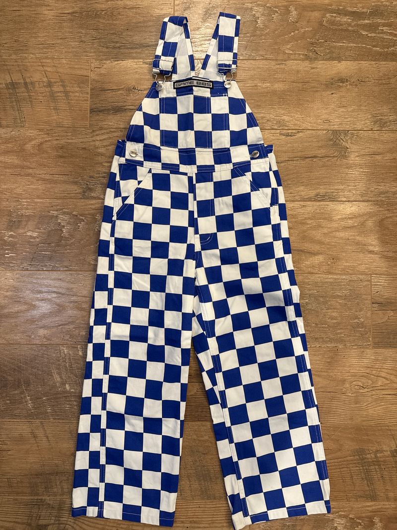 Game Bibs, Royal blue & white checkered bibs, YS UK Game Day Bibs, Youth Small 7