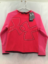Load image into Gallery viewer, Under Armour l eon pink athletic top YLG NWT $40 silver/black logo 14
