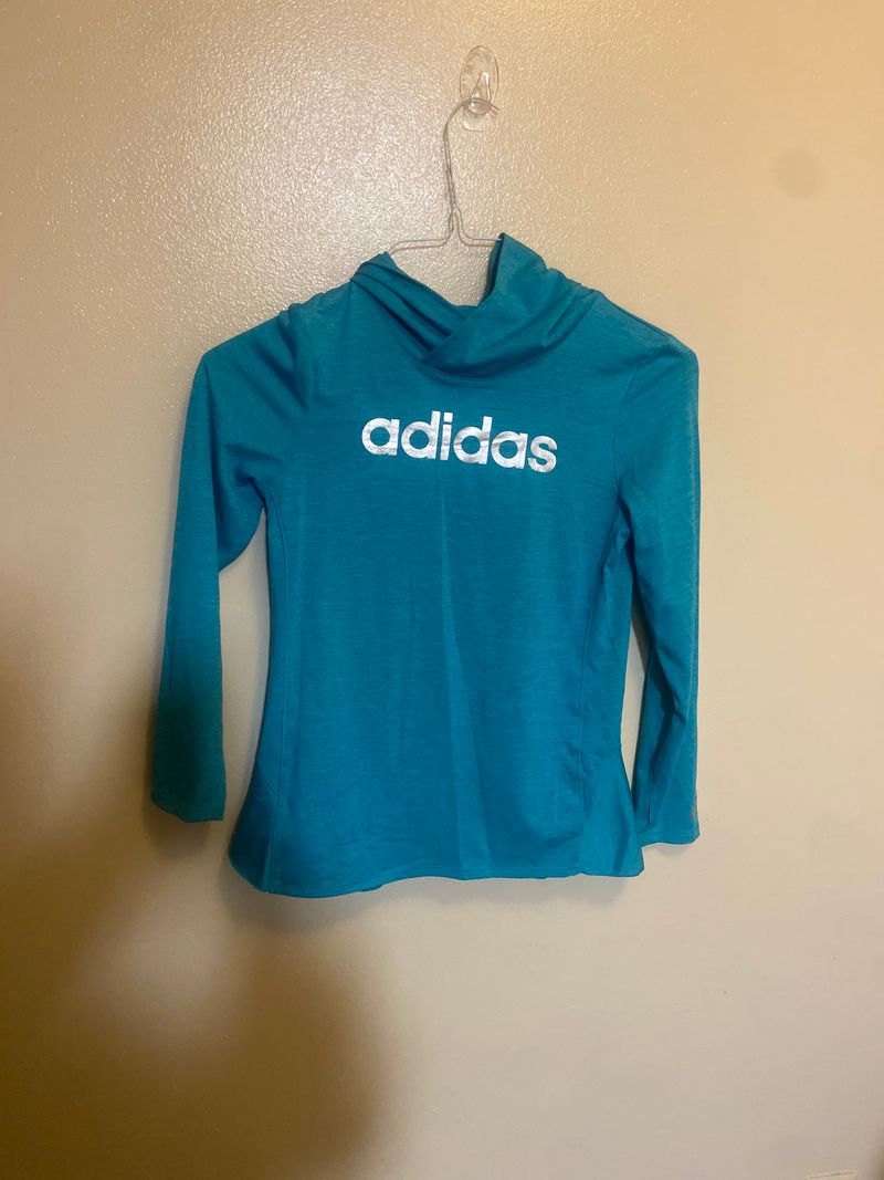 Adidas Teal Blue Hooded Long Sleeve 10