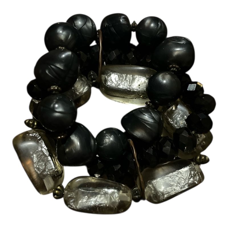Unbranded Three tiered stretchy bracelet black and grays