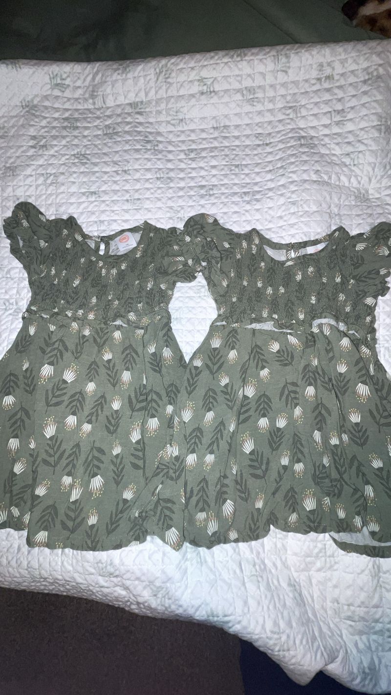 Wonder nation Green floral dress 18 Months